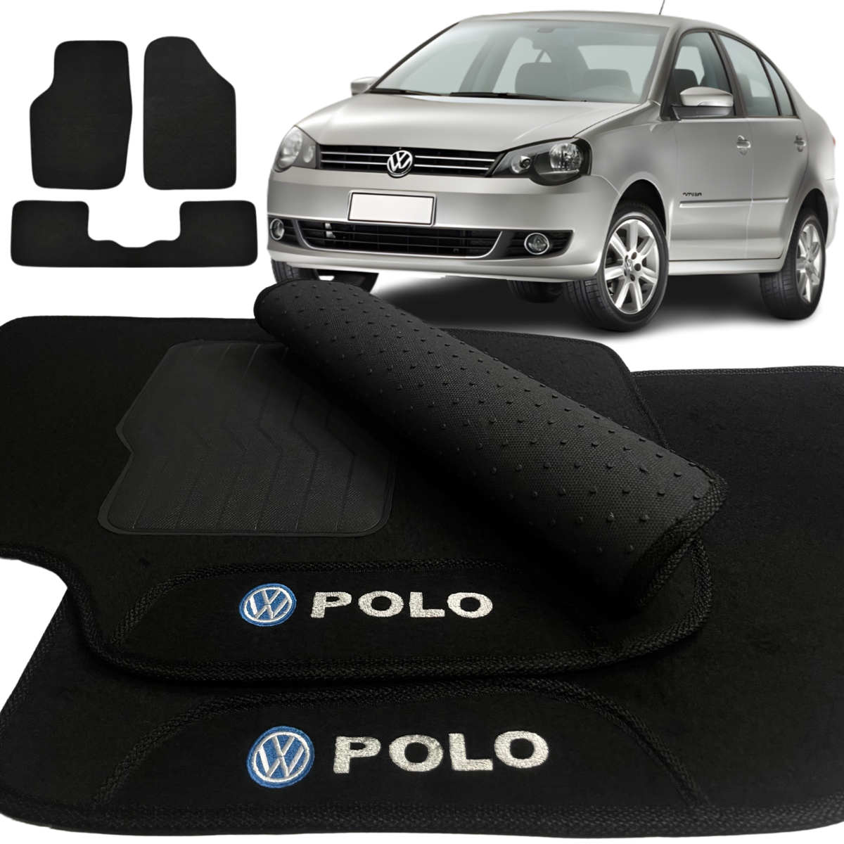 TAPETE CARPETE POLO HATCH/SEDAN 2003 A 2015 PRETO 3 PEÇAS