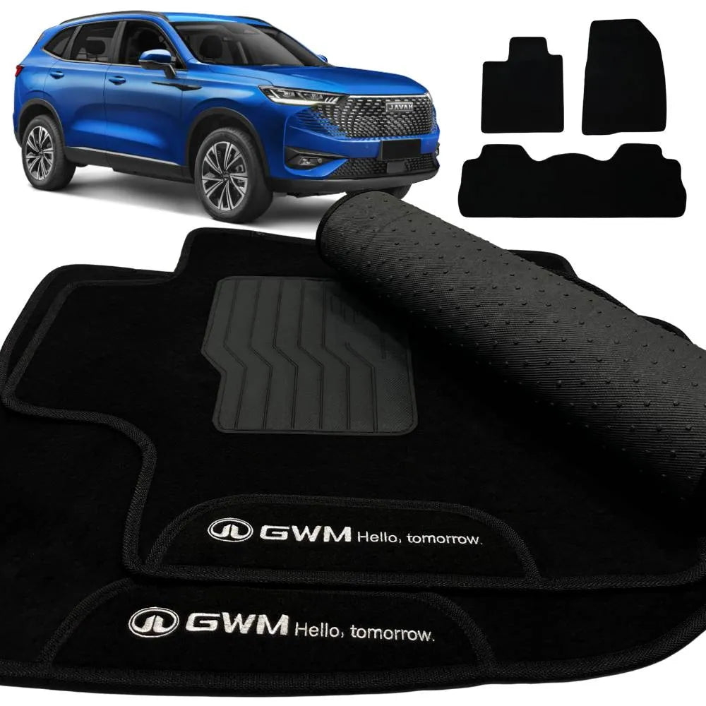 TAPETE CARPETE HAVAL H6 2023 A 2025 PRETO 3 PEÇAS